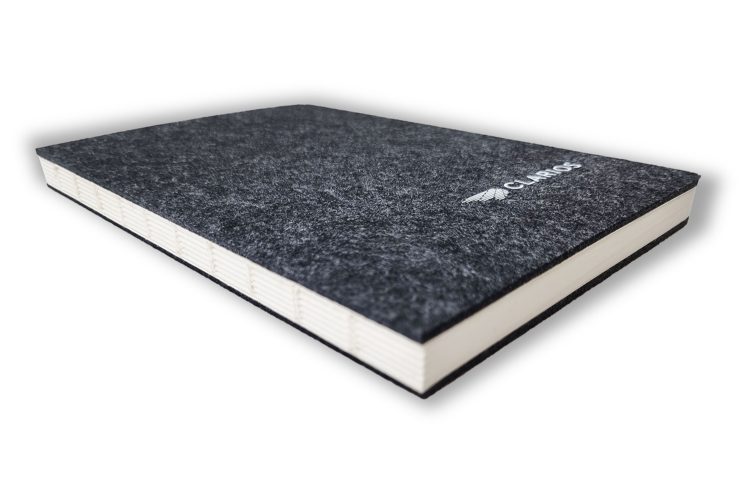 Bild von Notizbuch DIN A5 mit dunkelgrauen recyceltem Filzeinband